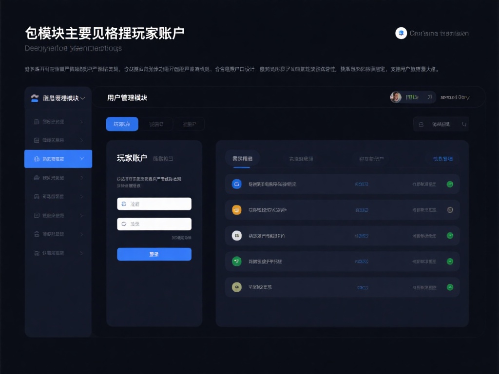 用户管理模块：&nbsp;此模块主要负责玩家账户的注册、登录